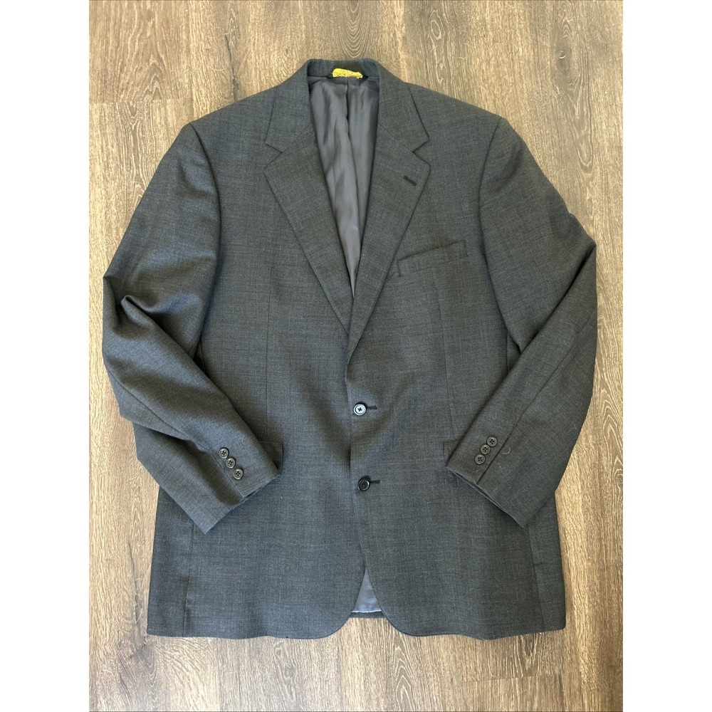 Brooks Brothers Makers Brooksease Mens‎ 44 L Suit Jacket Sleeves Dark Gray Plaid